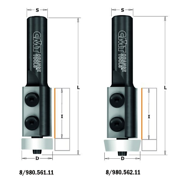 CMT 880.561.11 Solid Surface - Sink & Trim Bits w/Insert Knives 3/4" S=1/2"