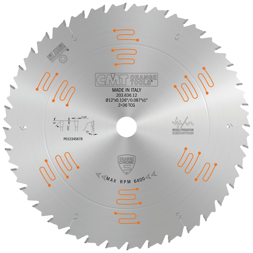 CMT 203.636.12 Heavy Duty Glue Line Ripping Saw Blade 12" x 1" T36 TCG