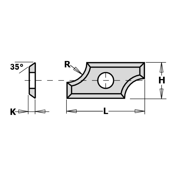 CMT 790.020.00 Solid Carbide Knives R2 19.5x9x1.5mm 10Pk