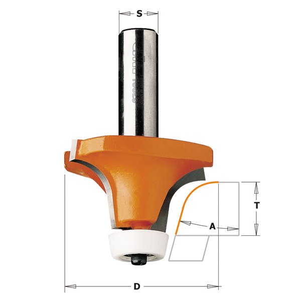 CMT 880.541.11 Solid Surface Rounding OverNo-Drip Bit W/Bearing 1-Inch Diameter 1/2-Inch Shank