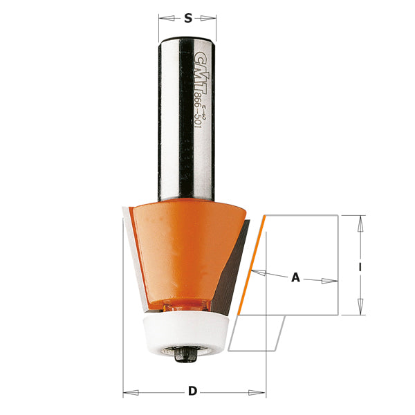 CMT 880.551.11 Solid Surface Rounding OverNo-Drip Bit W/Bearing 1-Inch Diameter 1/2-Inch Shank