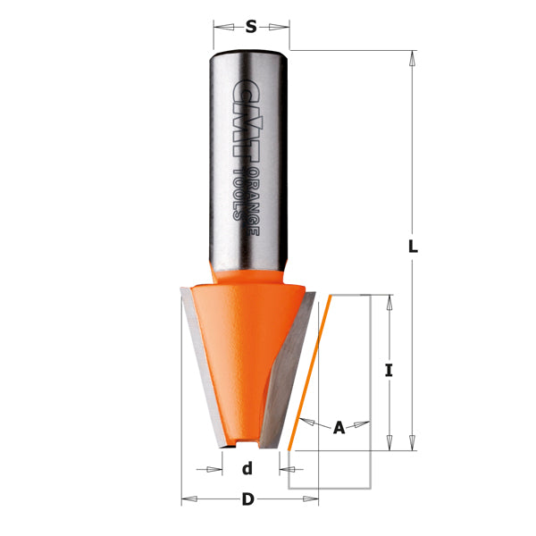 CMT 881.521.11 Solid Surface - Bevel Bit 29/32" x 1" 3/8" A=15° S=1/2"