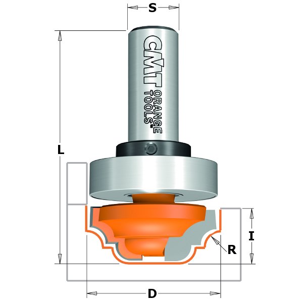 CMT 848.190.11B Plunge Ogee Bit w/Bearing 3/4" x 1/2" R=5/32" S=1/4"