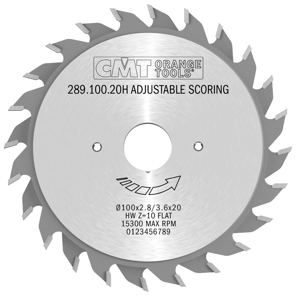 CMT 289.120.24H Industrial Adjustable Scoring Blade 120 x 20mm T12+12 Flat