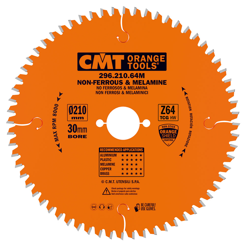 CMT 296.210.64M Non-Ferrous Metal & Melamine Saw Blade 8-1/4" x 30mm T64