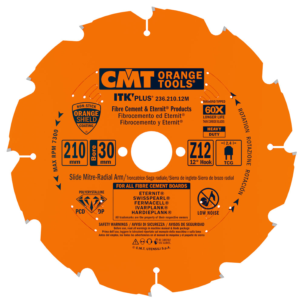 CMT 236.210.12M ITK Plus Diamond Saw Blade for Fiber Cement 210mm T12 TCG