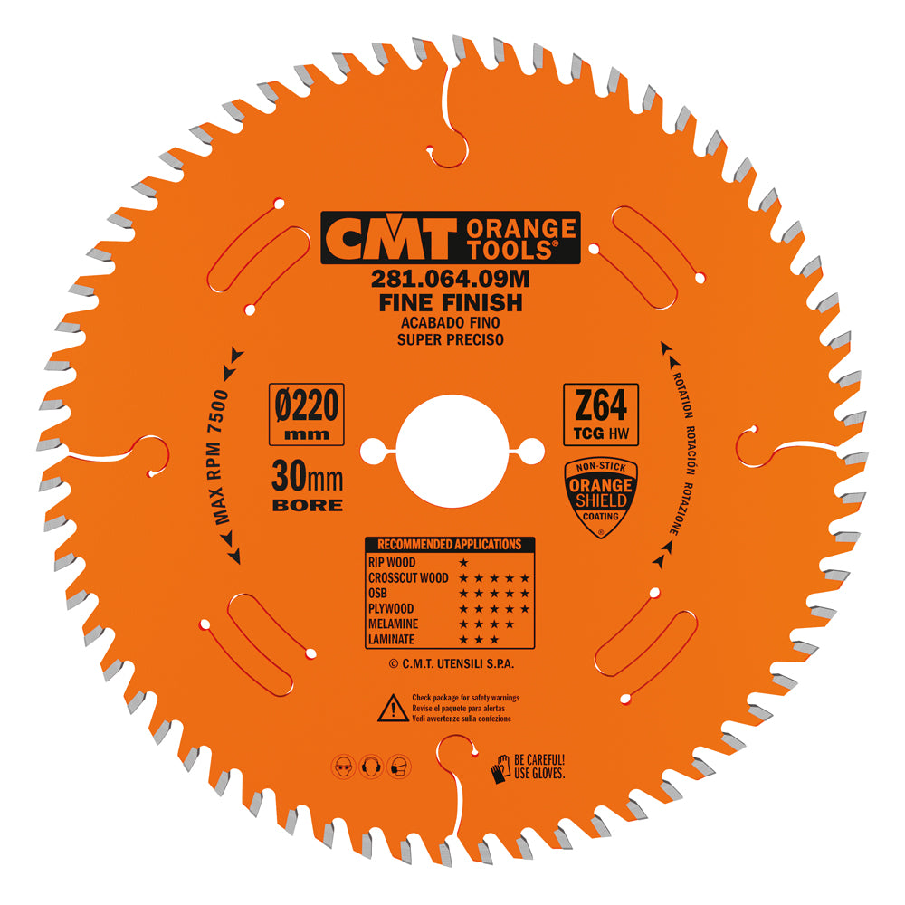 CMT 281.064.09M Industrial Panel Sizing Saw Blade 220mm 8-43/64" x 30mm T64