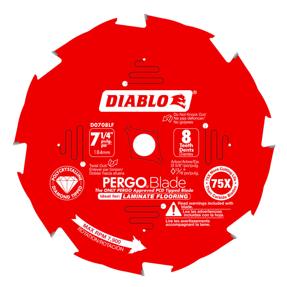 Diablo 7-1/4" x 8T PERGOBlade Saw Blade for Laminate & Wood Flooring D0708LF