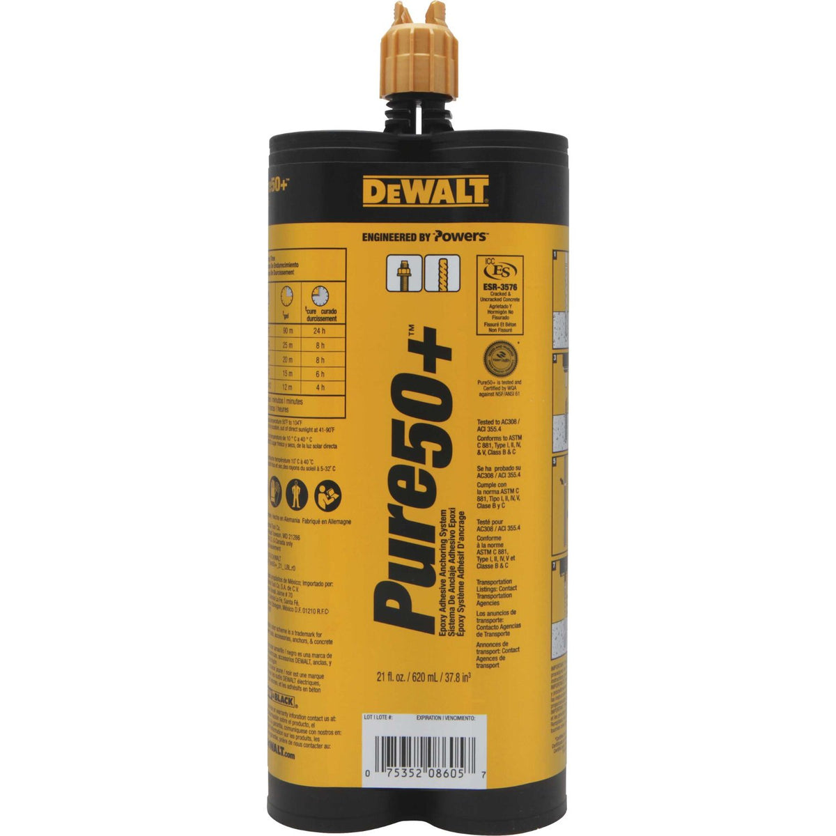 DeWALT Pure50+ 21 Oz Epoxy Injection Adhesive Anchoring System 08605-PWR