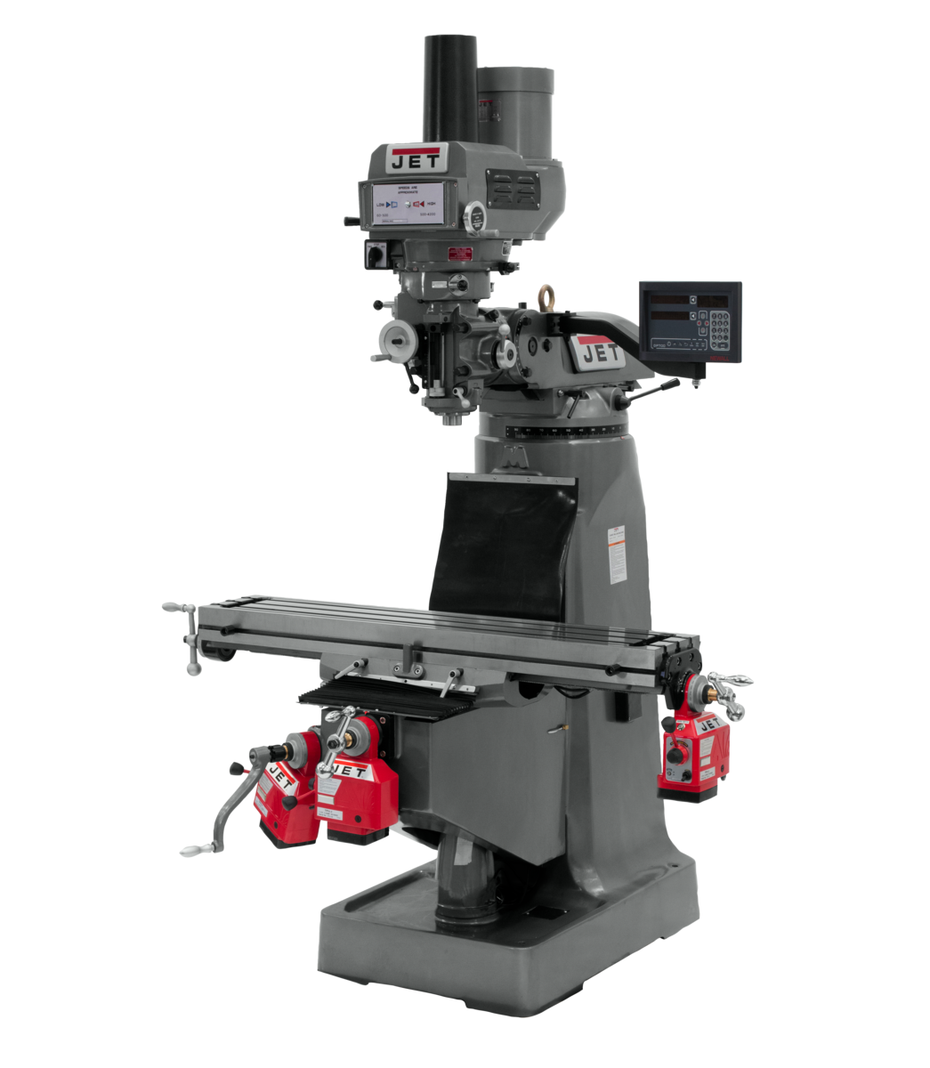 691170, JET JTM-4VS Mill With 3-Axis Newall DP700 DRO (Quill) With X, Y and Z-Axis Powerfeeds and Power Draw Bar Installed in Metalworking, Milling, Vertical Mills