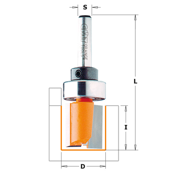 CMT 811.159.11B Pattern Bit, 1/4-Inch Shank, 5/8-Inch Diameter, Carbide-Tipped,Orange