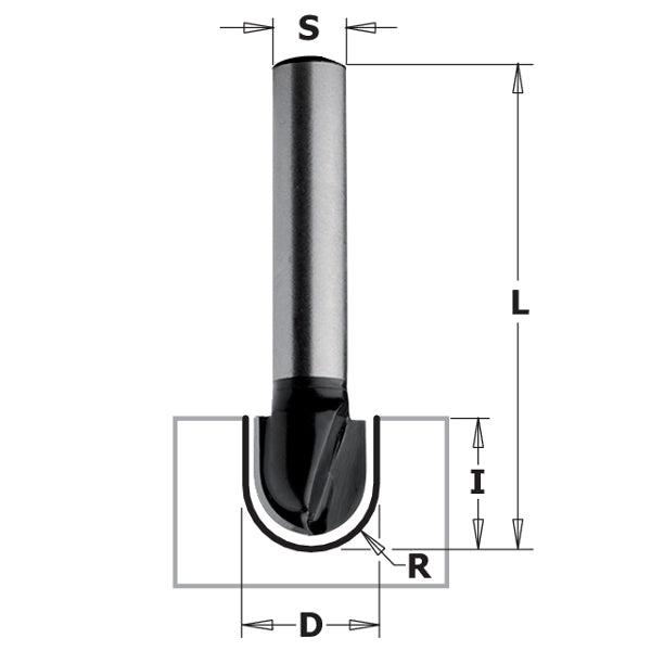 CMT 81408 Contractor Round Nose Bit 3/4-inch Diameter 3/8-inch Radius 1/4-inch Shank