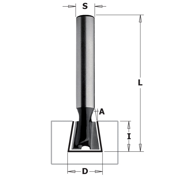 CMT 81815 Contractor Dovetail Bit 1/2-inch Diameter 15 degree Cutting Angle 1/4-inch Shank