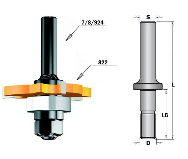 CMT 824.127.10 Slot Cutter Arbor with 7/8-Inch Bearing 1/2-Inch Shank
