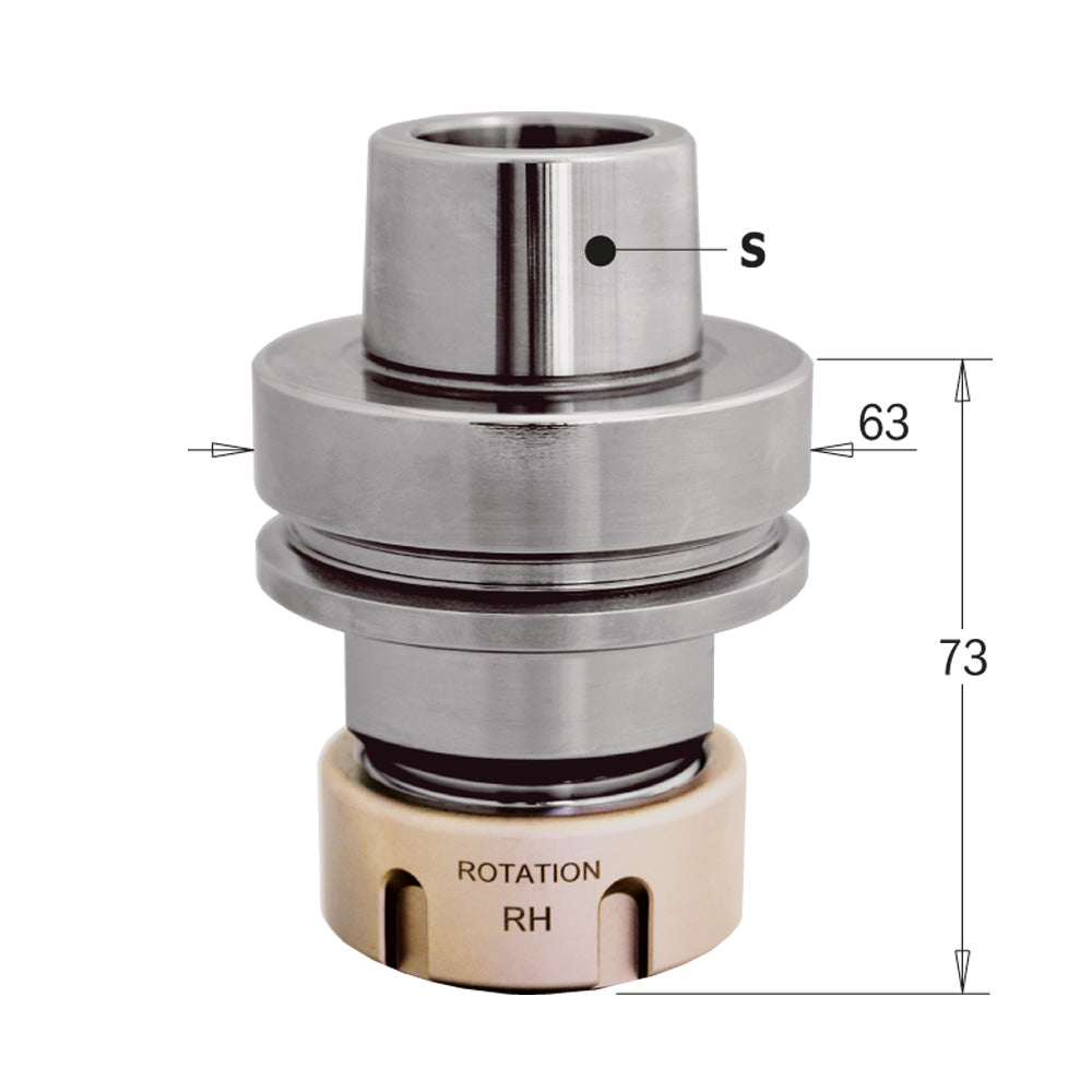 CMT 183.300.01 Chuck with "ER32" Precision Collet HSK-F63 Shank Right-Hand Rotation