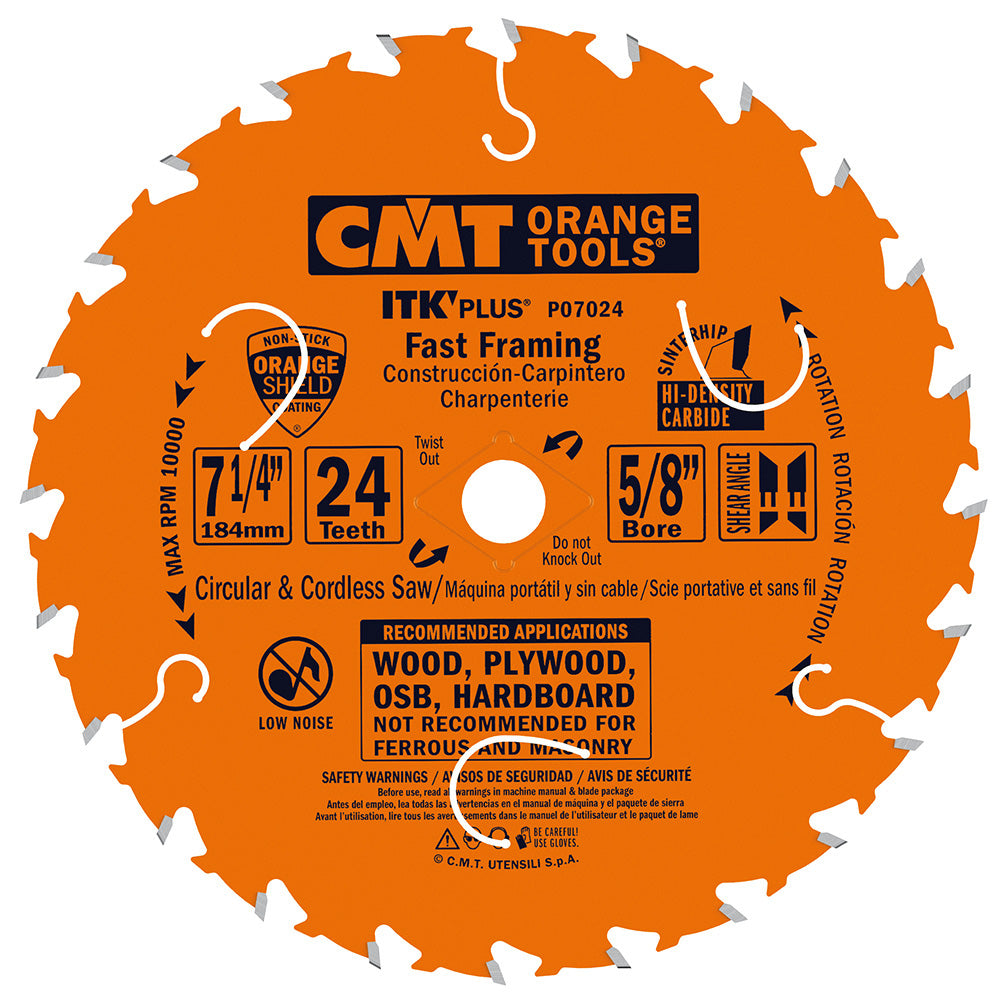 CMT P07024 ITK-Plus Fast Framing Blade 7-1/4" x 5/8" T24 ATB+Shear