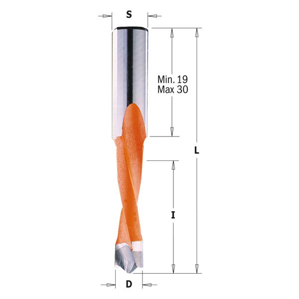 CMT 373.120.12 Four Flute Dowel Drill 12mm (15/32-Inch) Diameter 10X27mm Shank Left-Hand Rotation