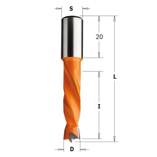 CMT 308.090.12 Dowel Drill 9mm (23/64-Inch) Diameter 10x20mm Shank Left-Hand Rotation