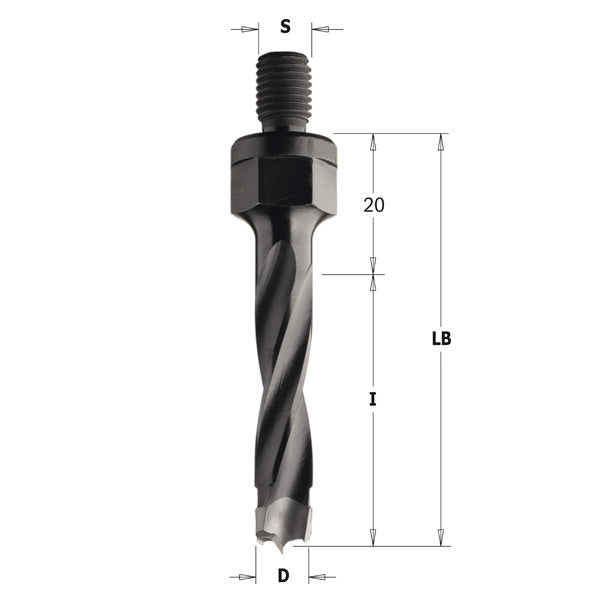 CMT 346.050.11 Dowel Drill with Threaded Shank 5mm (13/64-Inch) Diameter M10 Shank Right-Hand Rotation