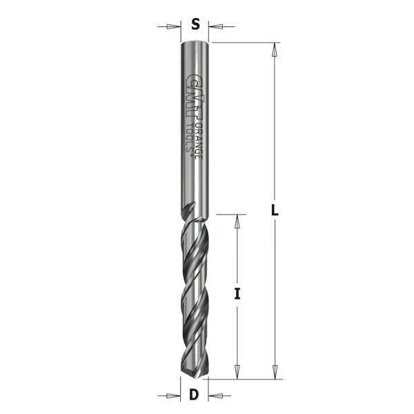CMT 363.035.12 V-Point Solid Carbide Twist Drill 120 degree sharpening 3.5mm (9/64-Inch) Left-Hand Rotation
