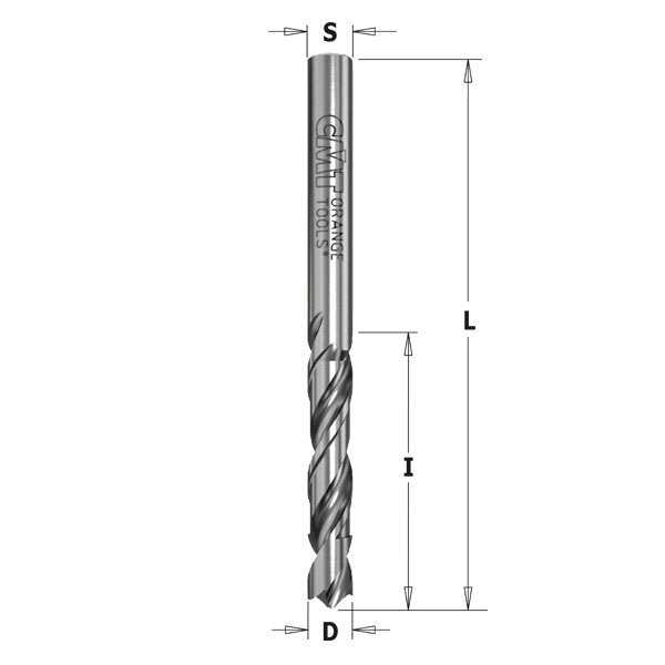 CMT 363.030.22 XTreme Solid Carbide Twist Drill 120 degree downcut round sharpening 2.5mm (7/64-Inch) Left-Hand Rotation
