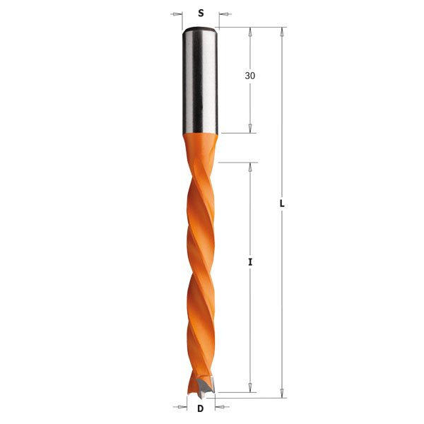 CMT 372.120.12 Four Flute Dowel Drill, 12mm (15/32-Inch) Diameter, 10X30mm Shank, Left-Hand Rotation