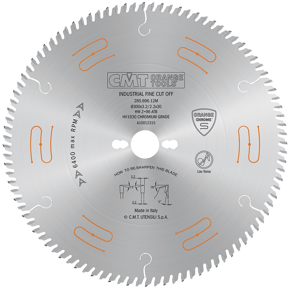 CMT 285.672.12 Orange Chrome Crosscut Fine Finish Saw Blade 12" x 1" T72 ATB