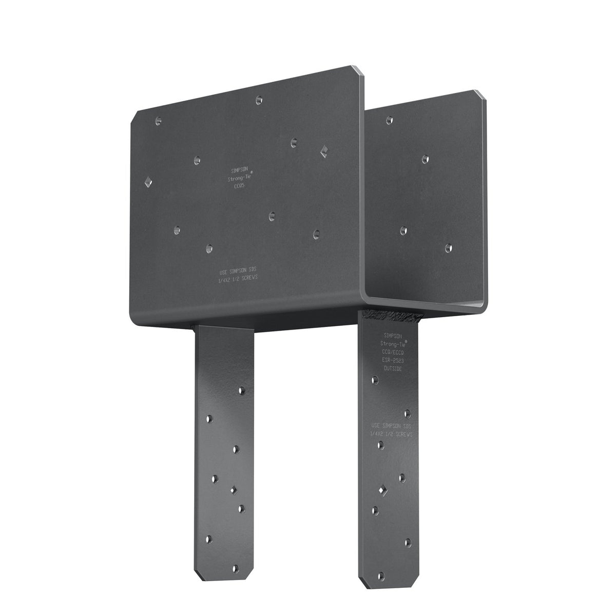 Simpson 5-1/8" Beam x 8" Post Column Cap w/SDS Screws, Gray Paint, CCQ5-8SDS2.5