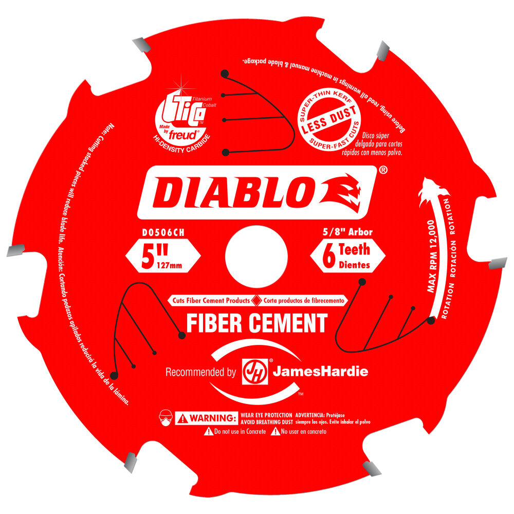 Diablo 5" x 6T Carbide Fiber Cement HardiBlade Saw Blade D0506CH