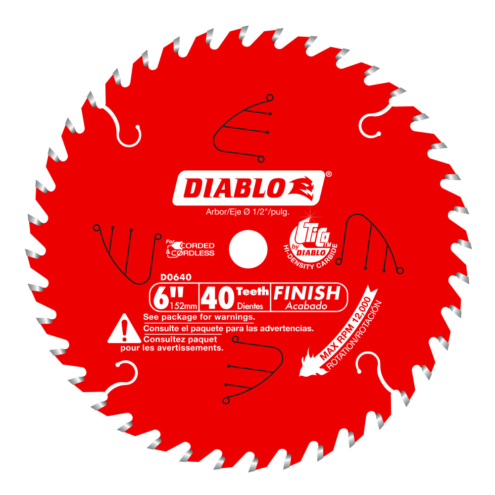 Diablo 6" x 40T Finish Saw Blade for Port-Cable Saw Boss D0640X