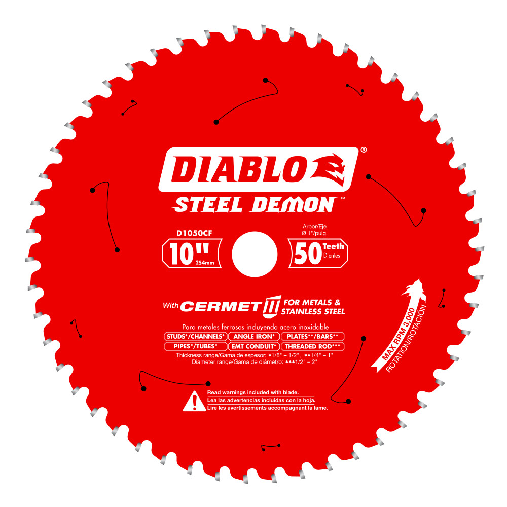 Diablo 10" x 50T Steel Demon Cermet II Saw Blade for Medium Metal D1050CF