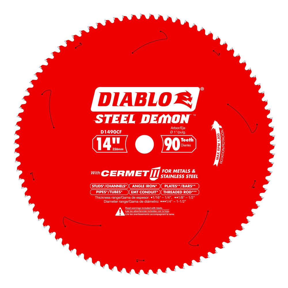 Diablo 14" x 90T Steel Demon Cermet II Saw Blade for Thin Metal D1490CF