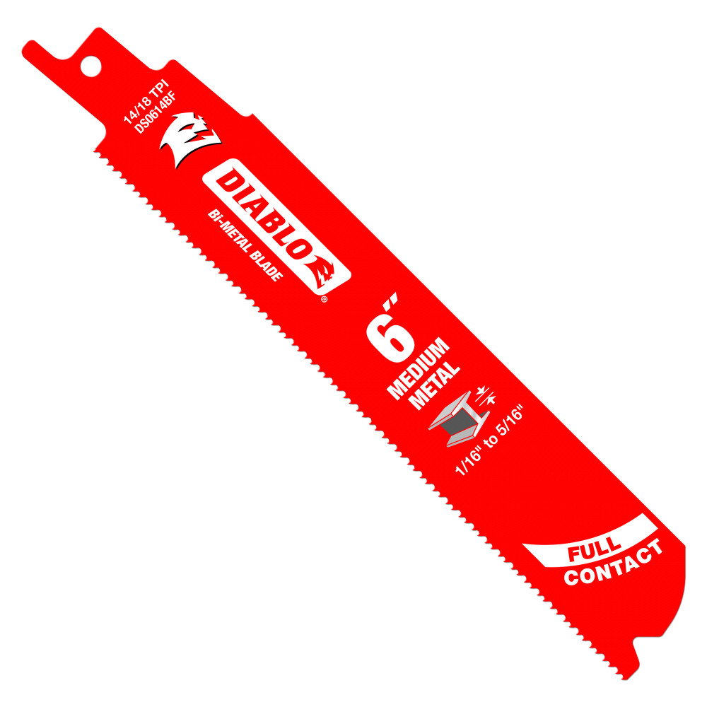 Diablo 6" 14/18TPI Bi-Metal Recip Blades for Medium Metal (25-Pk)