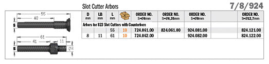 CMT 824.122.00 Slot Cutter Arbor, 1/2-Inch Shank
