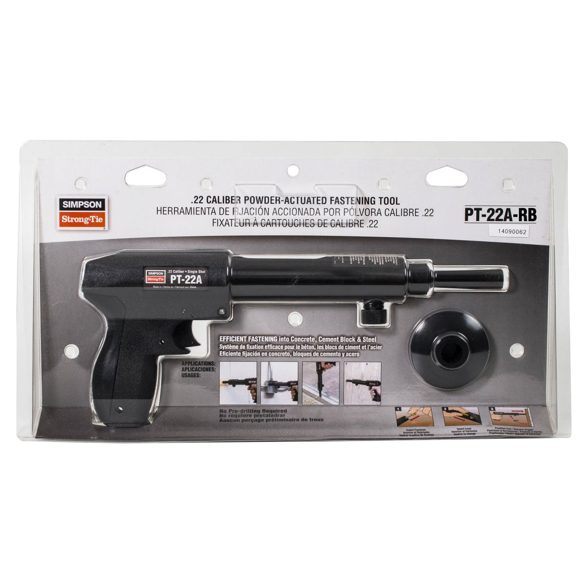 Simpson PT-22A-RB Single-Shot Powder-Actuated Tool 0.22 Caliber 3 in Max Pin Length 4.4 lb