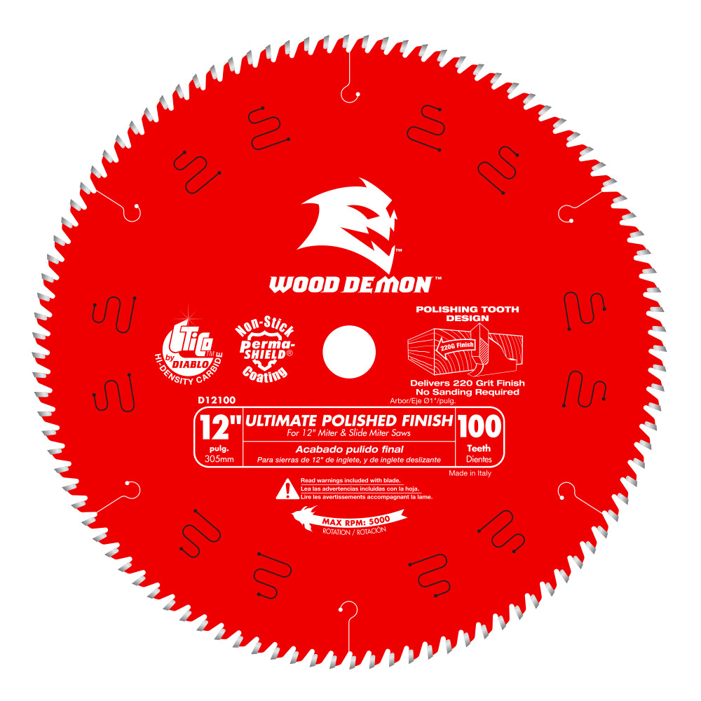 Diablo 12" x 100T Ultimate Polished Finish Saw Blade for Wood D12100X