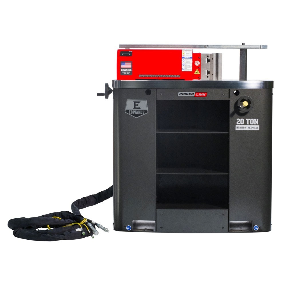 Edwards 20 Ton Horizontal Press HAT6000 with Digital Encoder Quick-Connect Hoses & 6-Inch Brake Die
