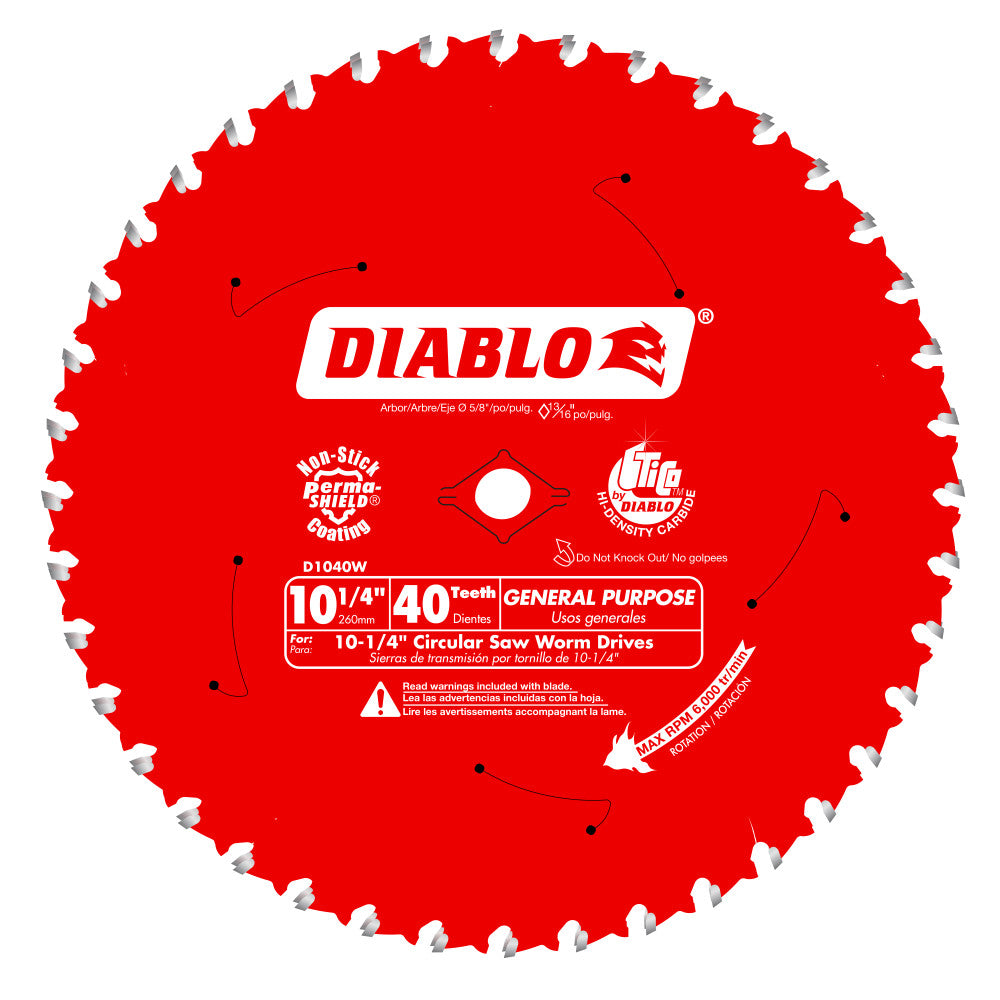 Diablo 10-1/4" x 40T General Purpose Beam Saw Blade for Wood D1040W