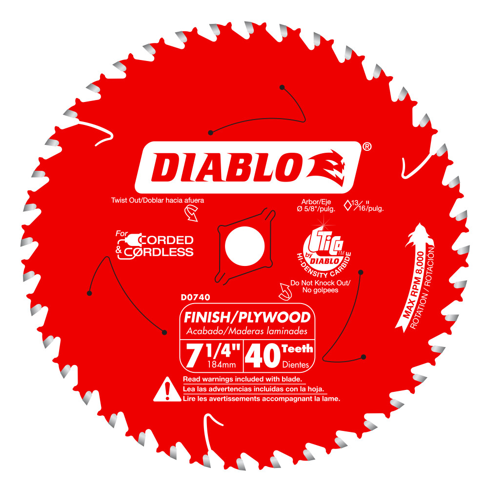 Diablo 7-1/4" x 40T Finish Saw Blade for Wood D0740A