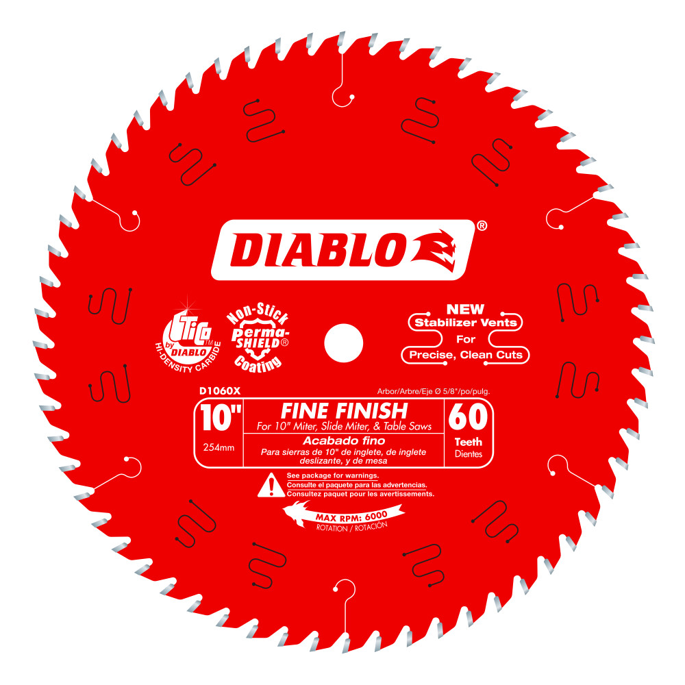 Diablo 10" x 60T Fine Finish Saw Blade for Wood D1060X