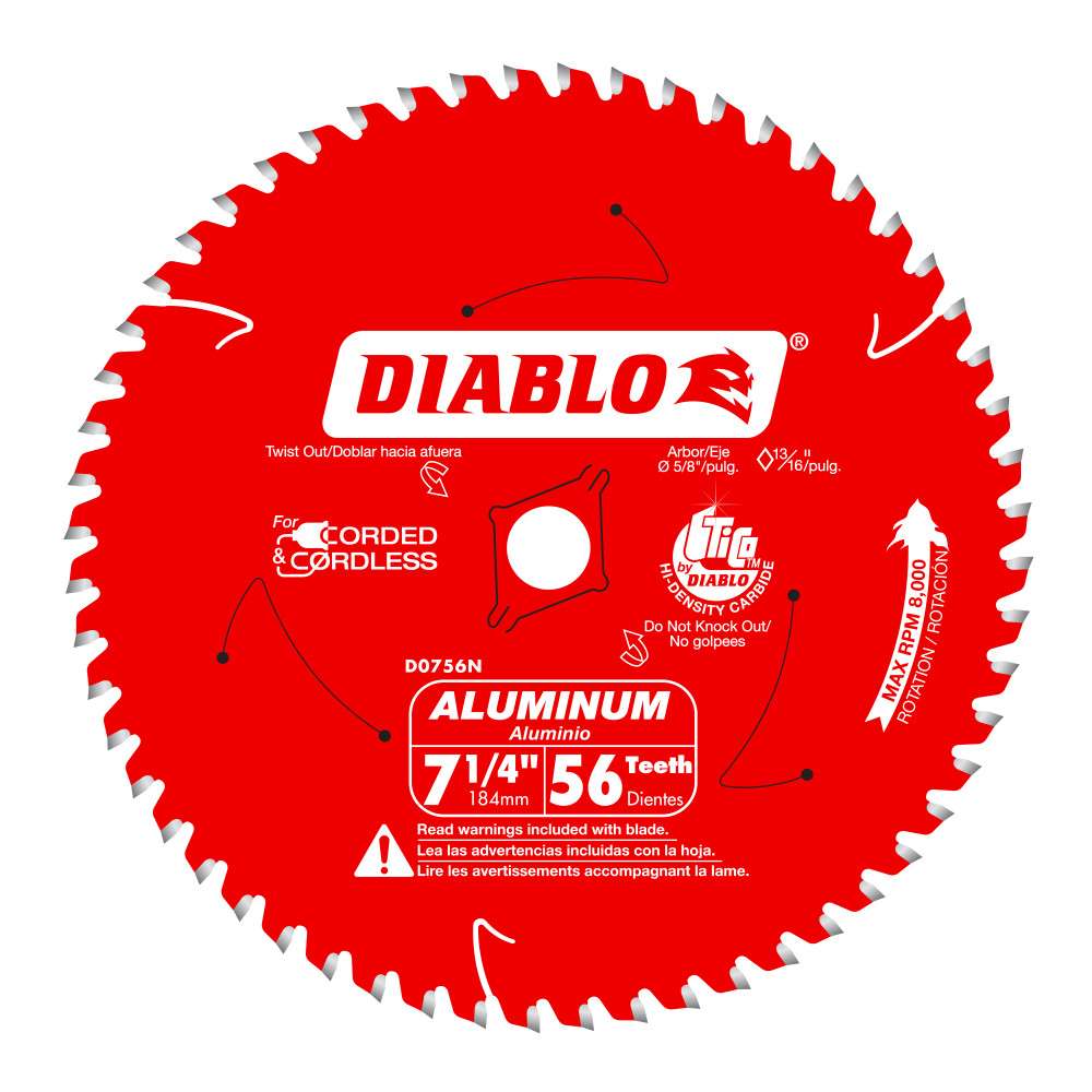 Diablo 7-1/4" x 56T Saw Blade for Thick Aluminum D0756N