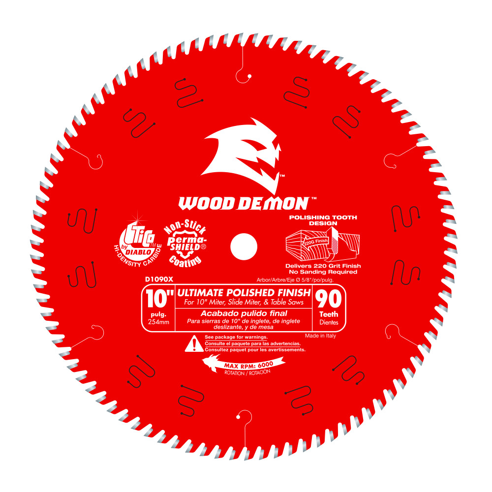 Diablo 10" x 90T Ultimate Polished Finish Saw Blade for Wood D1090X