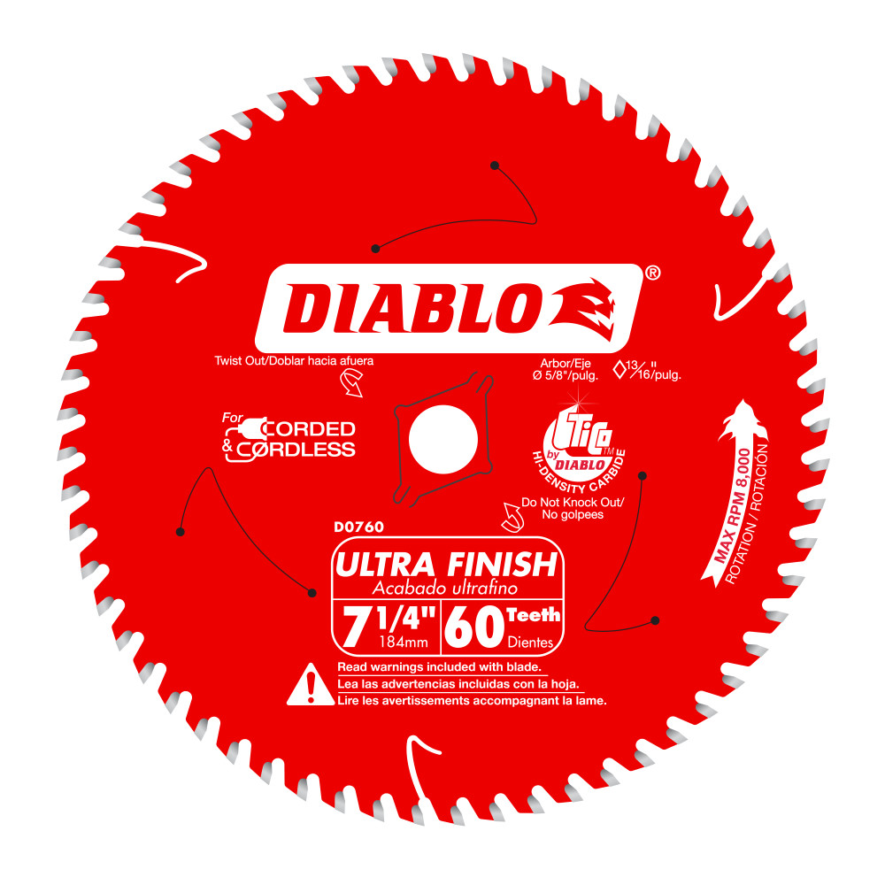 Diablo 7-1/4" x 60T Ultra Finish Saw Blade D0760X