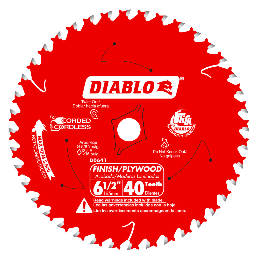 Diablo 6-1/2" x 40T Finish Trim Saw Blade D0641X