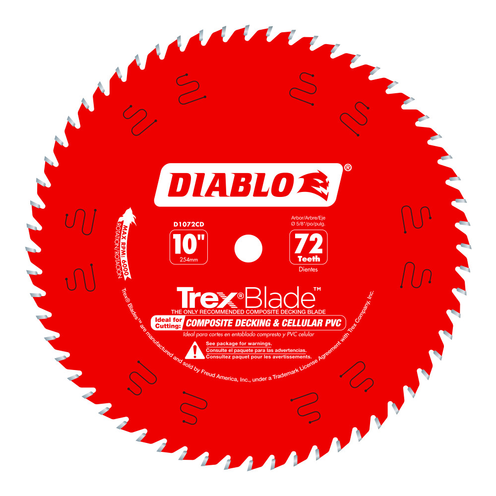 Diablo 10" x 72T TrexBlade Saw Blade for Composites & Plastic D1072CD