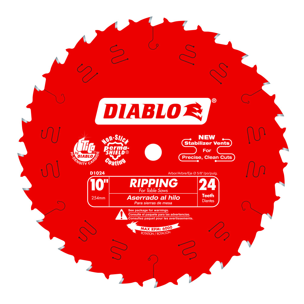 Diablo 10" x 24T Ripping Saw Blade for Wood D1024X