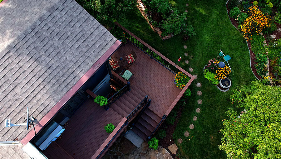 View of a new composite deck and sun room