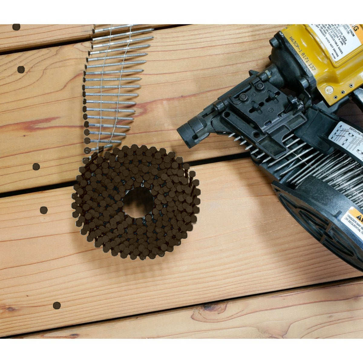 Simpson 3in x 0.12 Dark Brown Painted Ring-Shank 15 deg. Wire Coil Decking Nail 304 Stainless