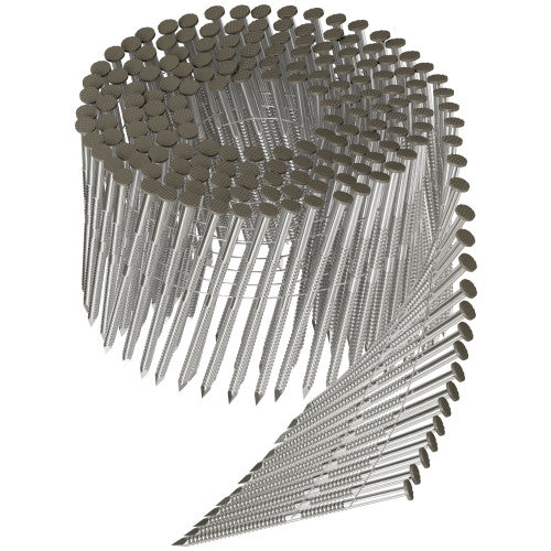 3" x 0.12 Gray Painted Ring-Shank 15° Wire Coil Decking Nail