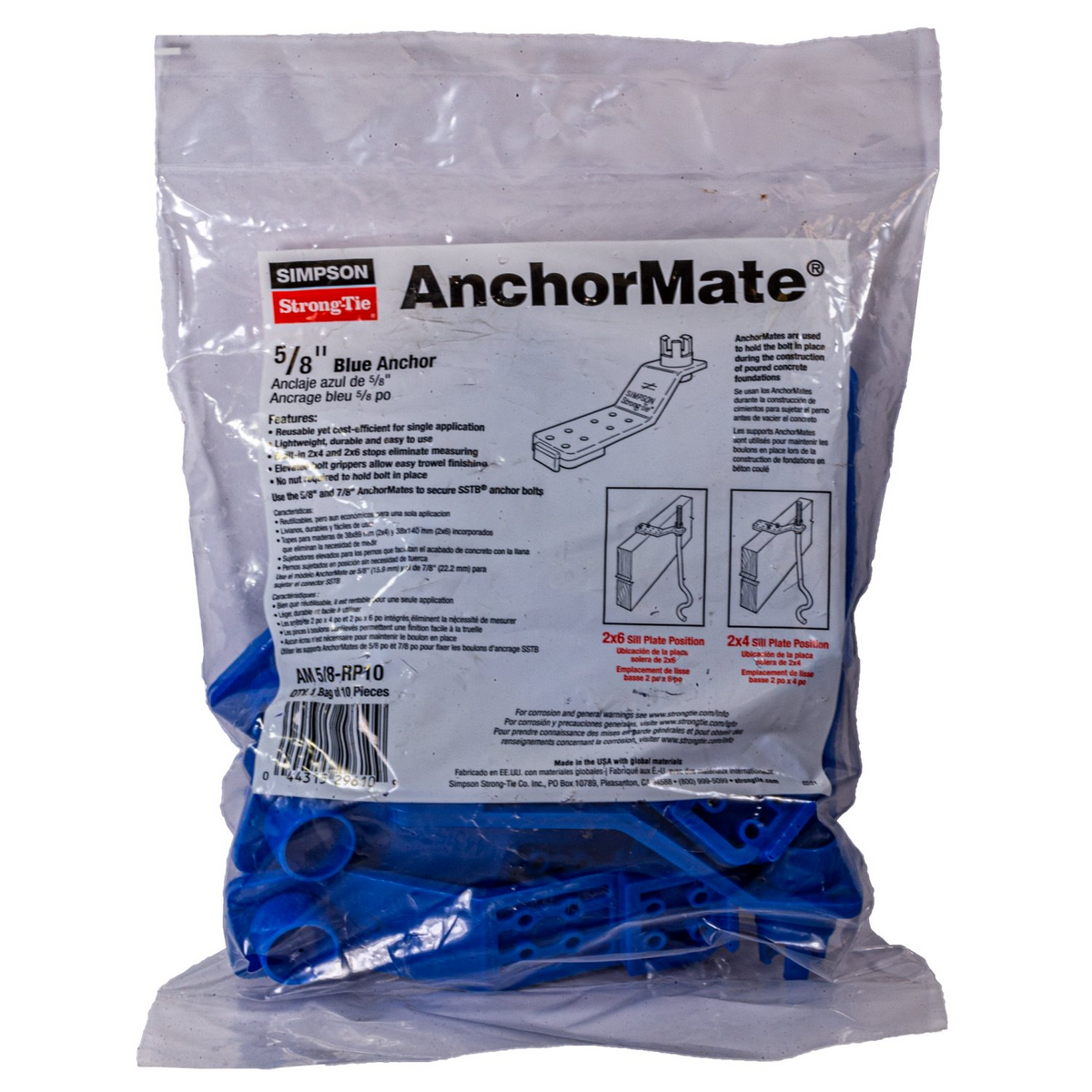 Simpson AM 5/8 AnchorMate Bolt Holder 5/8" Nylon, Blue